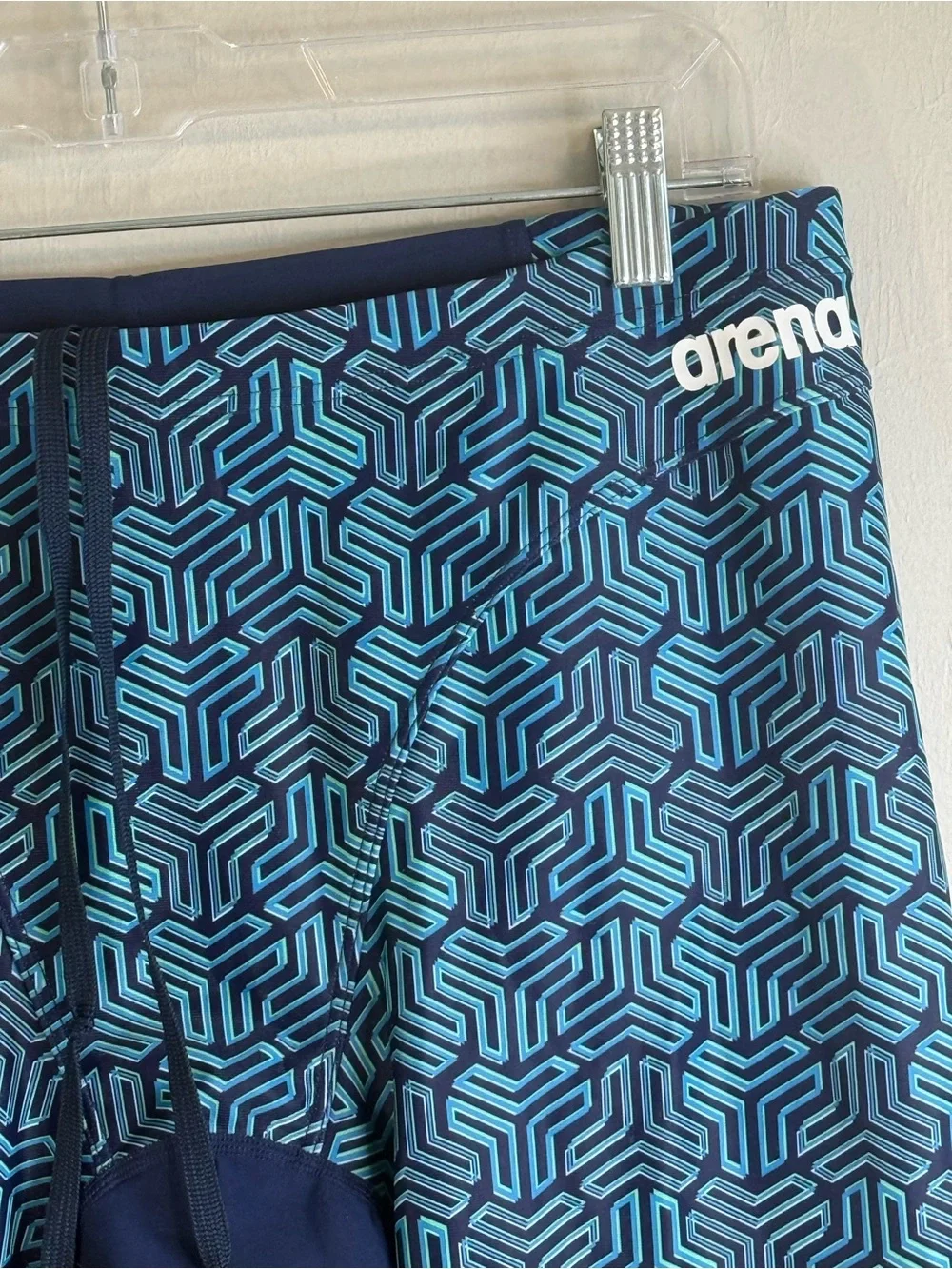 ARENA Men’s Blue Geometric MAXLIFE KIKKO JAMMER Competative Swimwear Size 40